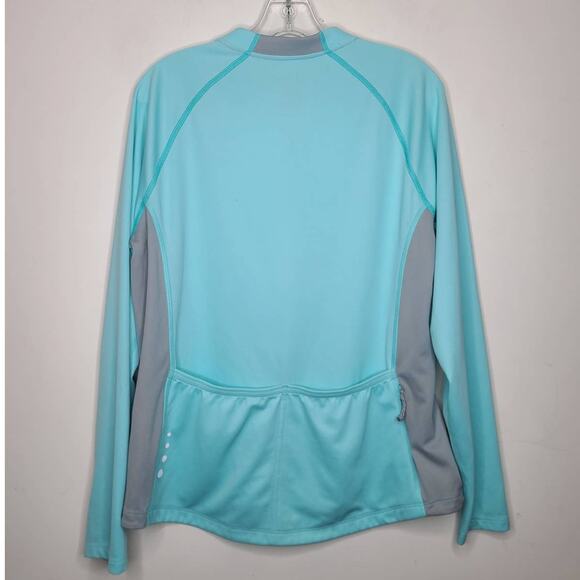 L.L. Bean light blue long sleeve bike cycling jersey - large - Picture 2 of 5